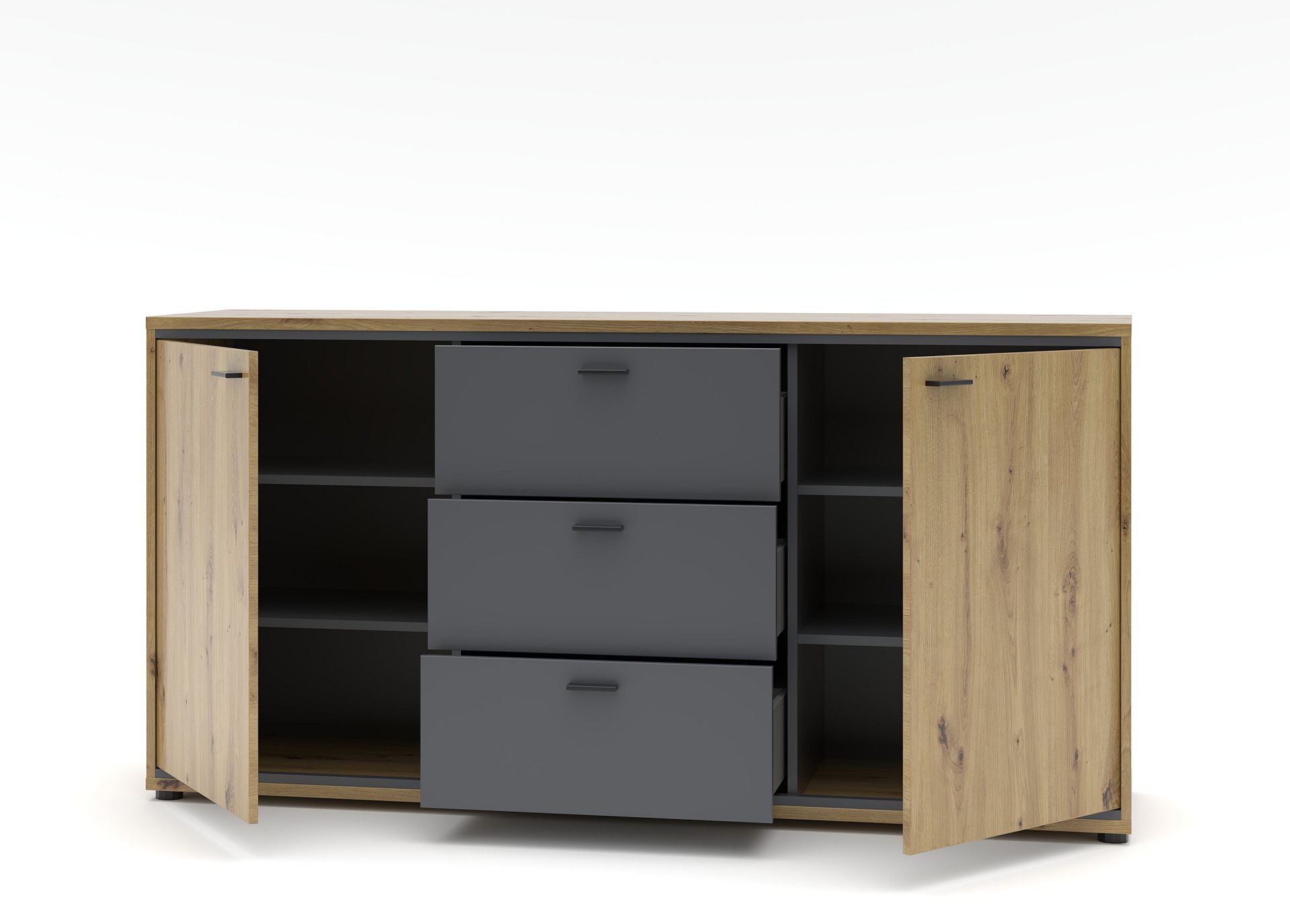 Nábytek do obývacího pokoje ANCOS I._ sideboard 40 E8 HG 20_ rozměry š/v/h_ 170/86/49 cm_ otevřená_ obr. 4 Nábytek do obývacího pokoje ANCOS I._ sideboard 40 E8 HG 20_ rozměry š/v/h_ 170/86/49 cm_ otevřená_ obr. 4