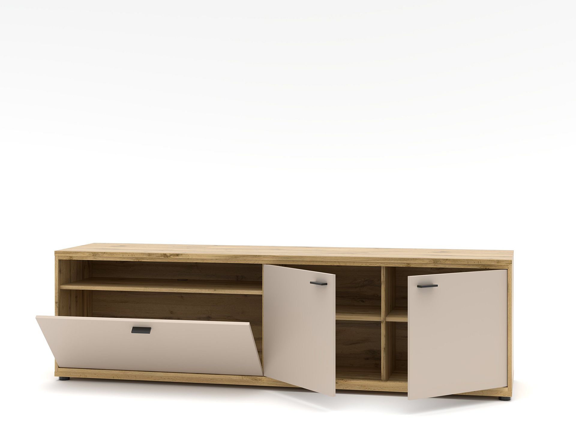 Nábytek do obývacího pokoje ANCOS II._ TV- spodní díl_ rozměry š/v/h_ 200/58/49 cm_ otevřený_ obr. 6 Nábytek do obývacího pokoje ANCOS II._ TV- spodní díl_ rozměry š/v/h_ 200/58/49 cm_ otevřený_ obr. 6