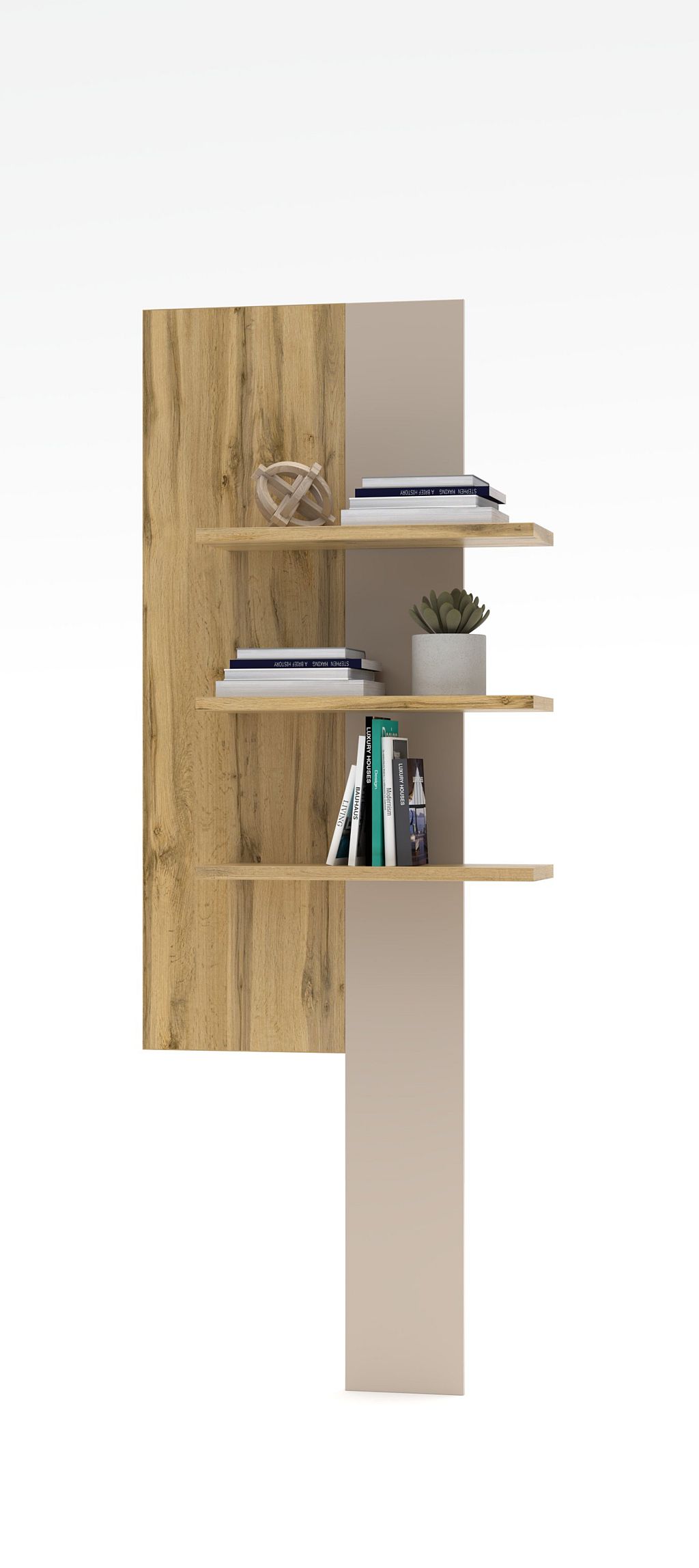 Nábytek do obývacího pokoje ANCOS II._ závěsný stěnový panel _ rozměry š/v/h_ 70/181/24 cm_ čelní pohled_ foto s dekorací_ obr. 7 Nábytek do obývacího pokoje ANCOS II._ závěsný stěnový panel _ rozměry š/v/h_ 70/181/24 cm_ čelní pohled_ foto s dekorací_ obr. 7