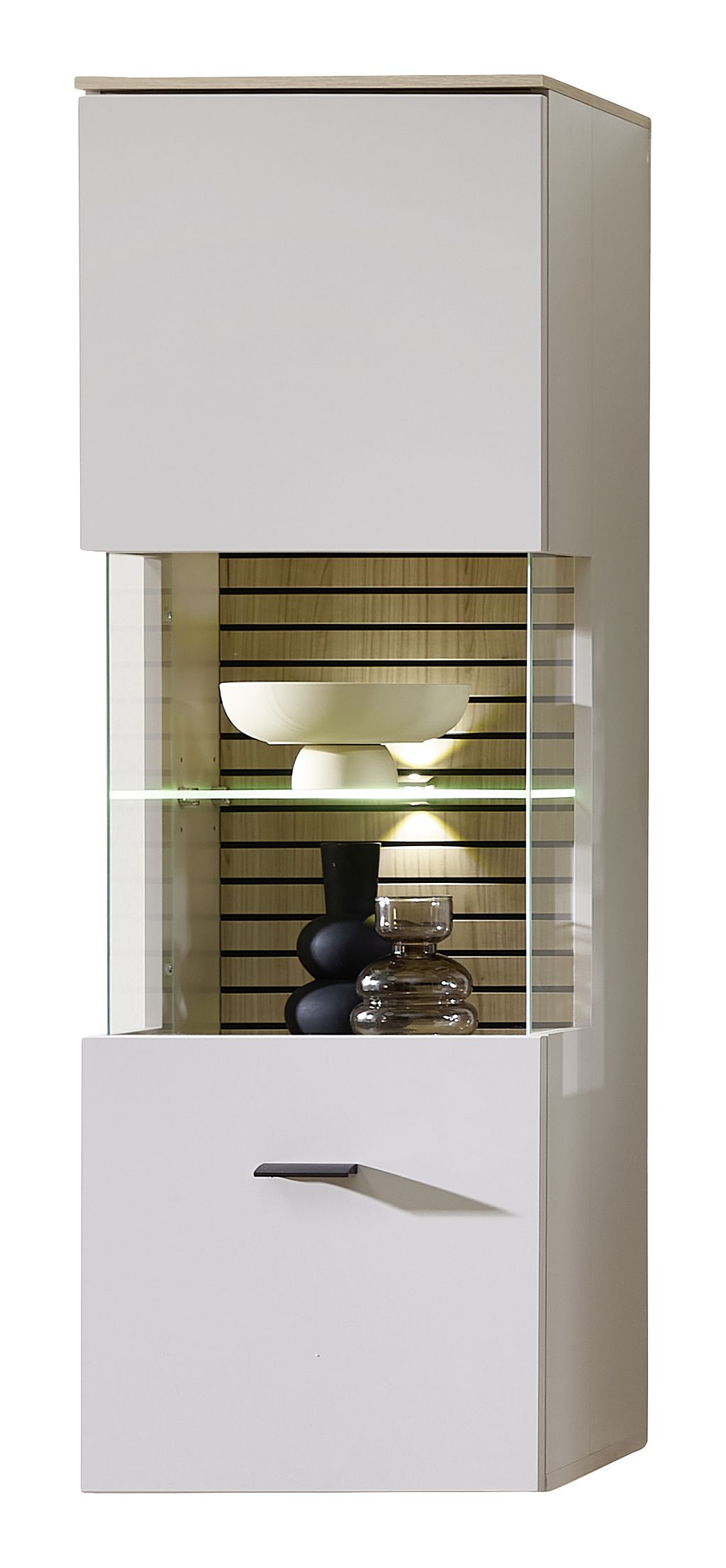 Nábytek do obývacího pokoje ALBA II._ závěsná vitrina 10 S1 RM 10_ rozměry š/v/h_ 40/124/36 cm_ včetně LED osvětlení_ obr. 12 Nábytek do obývacího pokoje ALBA II._ závěsná vitrina 10 S1 RM 10_ rozměry š/v/h_ 40/124/36 cm_ včetně LED osvětlení_ obr. 12