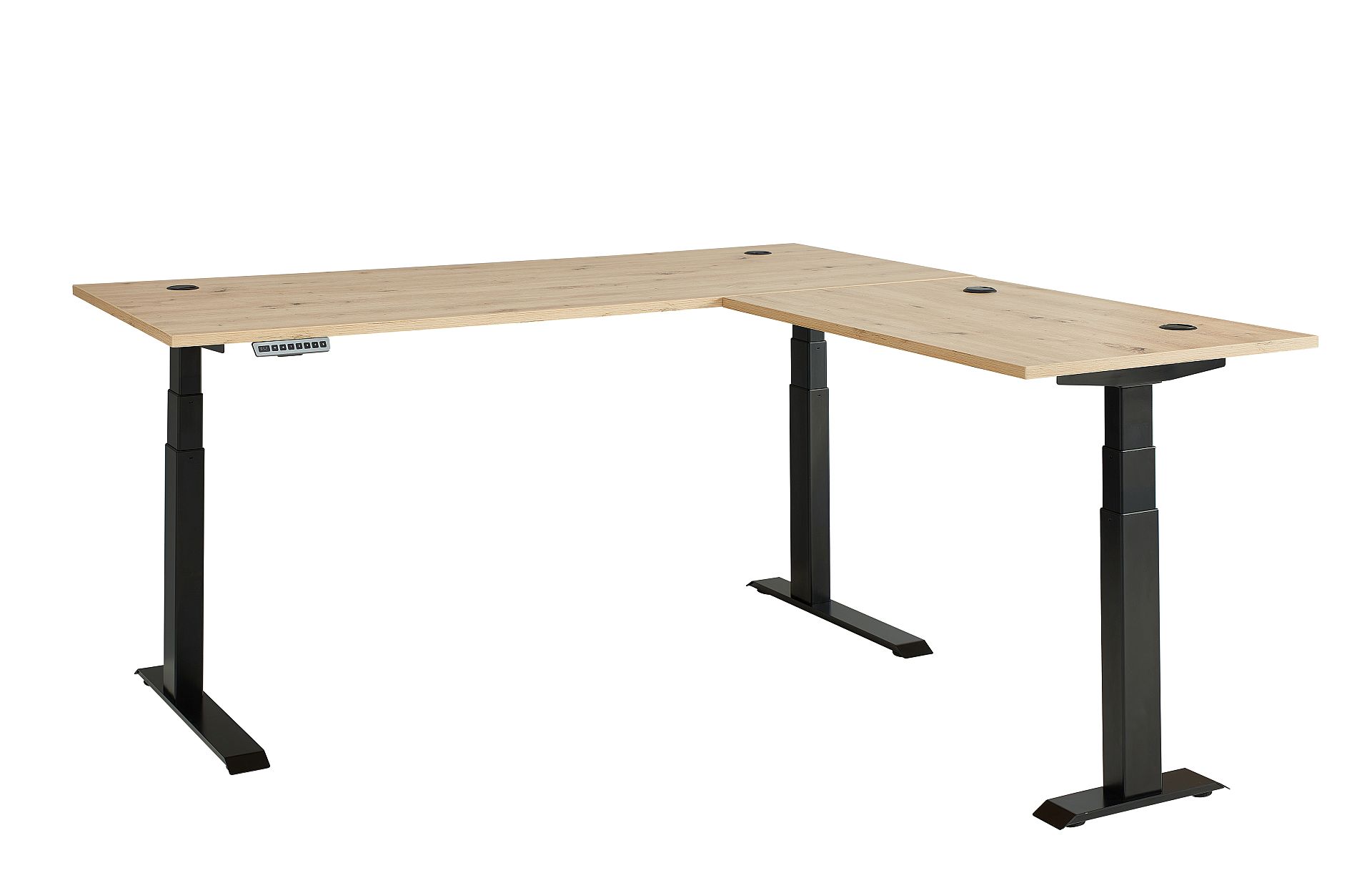 Nábytek do pracovny a kanceláře VANCOUVER GH_ psací stůl rohový 50 35 GH 26_ rozměry š/v/h_ 185/64/177 cm_ s výškově nastavitelnou pracovní deskou stolu od 64 cm do 129 cm, včetně 2 motorů s paměťovou funkcí_ ve fázi polohování_ obr. 37 Nábytek do pracovny a kanceláře VANCOUVER GH_ psací stůl rohový 50 35 GH 26_ rozměry š/v/h_ 185/64/177 cm_ s výškově nastavitelnou pracovní deskou stolu od 64 cm do 129 cm, včetně 2 motorů s paměťovou funkcí_ ve fázi polohování_ obr. 37