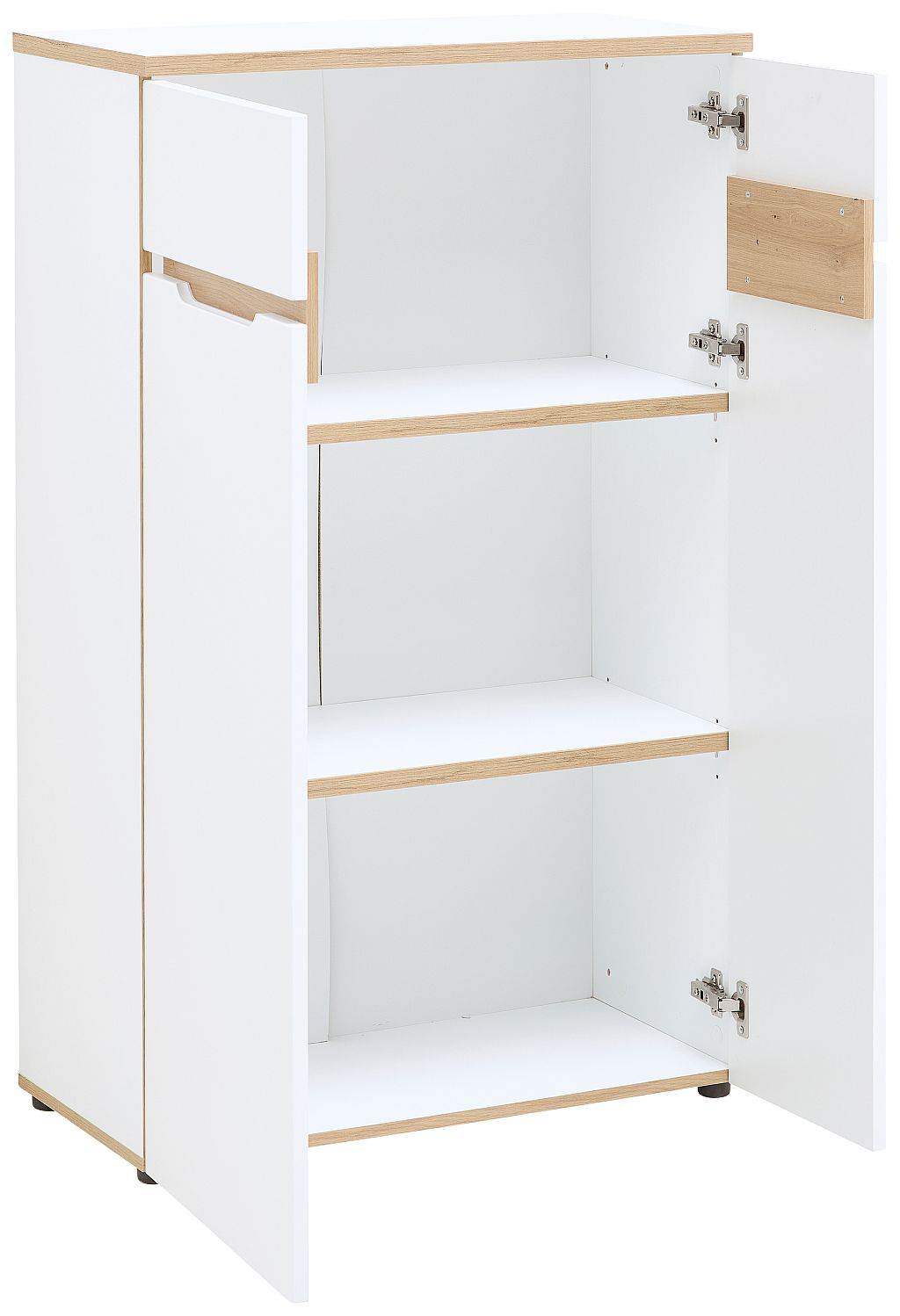 Nábytek do pracovny a kanceláře VANCOUVER WH_ kancelářská skříňka 50 35 WH 10_ rozměry š/v/h_ 75/122/38 cm_ šikmý pohled_ otevřená_ obr. 20 Nábytek do pracovny a kanceláře VANCOUVER WH_ kancelářská skříňka 50 35 WH 10_ rozměry š/v/h_ 75/122/38 cm_ šikmý pohled_ otevřená_ obr. 20