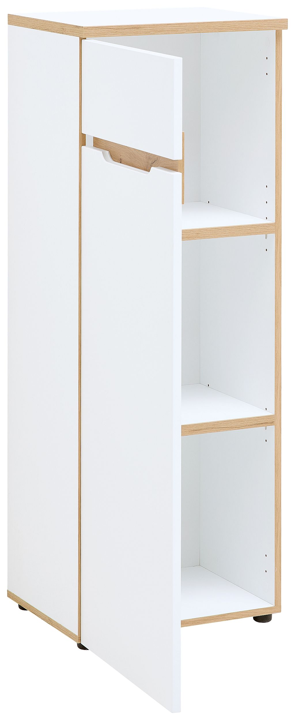 Nábytek do pracovny a kanceláře VANCOUVER WH_ kancelářská skříňka 50 35 WH 13_ rozměry š/v/h_ 45/122/38 cm_ šikmý pohled_ otevřená_ obr. 23 Nábytek do pracovny a kanceláře VANCOUVER WH_ kancelářská skříňka 50 35 WH 13_ rozměry š/v/h_ 45/122/38 cm_ šikmý pohled_ otevřená_ obr. 23