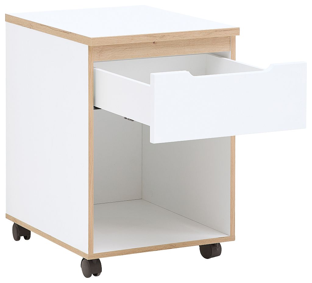 Nábytek do pracovny a kanceláře VANCOUVER WH_ kontejner na kolečkách 50 35 WH 16_ rozměry š/v/h_ 45/66/55 cm_ šikmý pohled_ otevřený_ obr. 14 Nábytek do pracovny a kanceláře VANCOUVER WH_ kontejner na kolečkách 50 35 WH 16_ rozměry š/v/h_ 45/66/55 cm_ šikmý pohled_ otevřený_ obr. 14