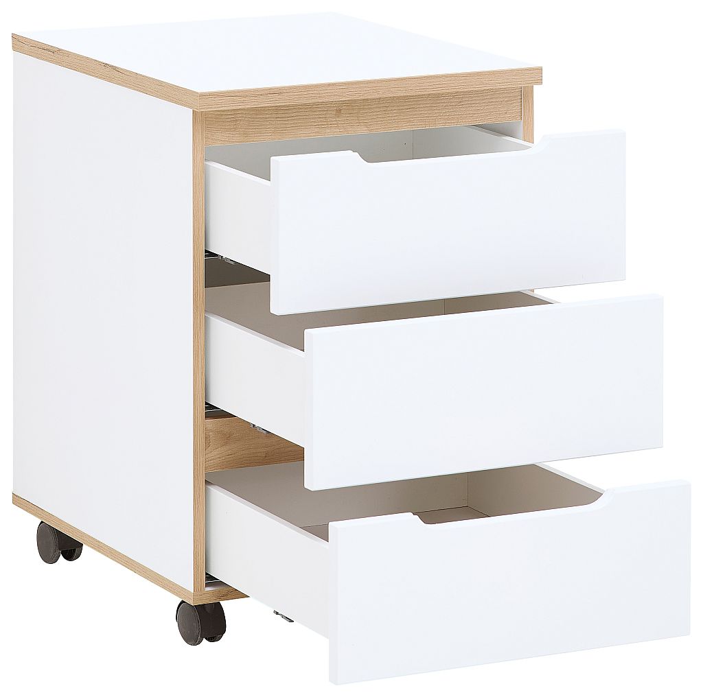 Nábytek do pracovny a kanceláře VANCOUVER WH_ kontejner na kolečkách 50 35 WH 17_ rozměry š/v/h_ 45/66/55 cm_ šikmý pohled_ otevřený_ obr. 26 Nábytek do pracovny a kanceláře VANCOUVER WH_ kontejner na kolečkách 50 35 WH 17_ rozměry š/v/h_ 45/66/55 cm_ šikmý pohled_ otevřený_ obr. 26