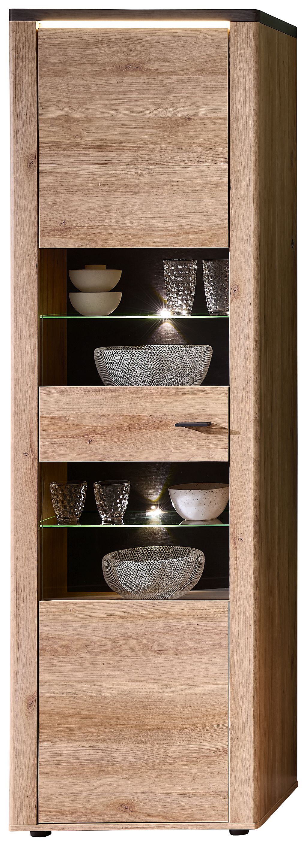 Nábytek do obývacího pokoje COLEÉ_ vitrina 10 S2 HZ 02_ rozměry š/v/h_ 60/204/38 cm_ včetně LED osvětlení_ foto s dekorací_ obr. 6 Nábytek do obývacího pokoje COLEÉ_ vitrina 10 S2 HZ 02_ rozměry š/v/h_ 60/204/38 cm_ včetně LED osvětlení_ foto s dekorací_ obr. 6