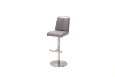 Barová židle GAMMA I_imitace kůže, vzhled Nubuk-Belvedere_barva ledově šedá_kruhová nerezová podnož_obr. 7