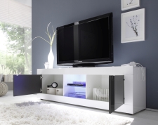 BASICO_TV-element 181 cm_bílý lak, vysoký lesk / antracit lak, vysoký lesk_otevřený BASICO_TV-element 181 cm_bílý lak, vysoký lesk / antracit lak, vysoký lesk_otevřený