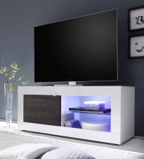 BASICO_TV-element 140 cm_bílý lak, vysoký lesk / dub wenge dekor BASICO_TV-element 140 cm_bílý lak, vysoký lesk / dub wenge dekor