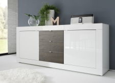 BASICO_sideboard 210 cm_bílý lak, vysoký lesk / dub wenge dekor BASICO_sideboard 210 cm_bílý lak, vysoký lesk / dub wenge dekor