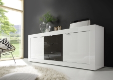 BASICO_sideboard 210 cm_bílý lak, vysoký lesk / antracit lak, vysoký lesk BASICO_sideboard 210 cm_bílý lak, vysoký lesk / antracit lak, vysoký lesk