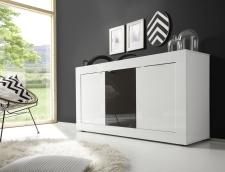 BASICO_sideboard 160 cm_bílý lak, vysoký lesk / antracit lak, vysoký lesk BASICO_sideboard 160 cm_bílý lak, vysoký lesk / antracit lak, vysoký lesk