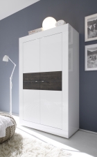 BASICO_highboard_bílý lak, vysoký lesk / dub wenge dekor BASICO_highboard_bílý lak, vysoký lesk / dub wenge dekor