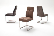 Jídelní židle FONTE_varianta C_imitace kůže strukturovaná_kaštan, hnědá, šedá