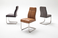 Jídelní židle FONTE_varianta C_imitace kůže hladká-sametový lesk_cognac, hnědá, šedá