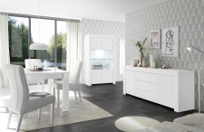Volná sestava elementů CASTELLO bílý matný lak_vitrina + sideboard 2dv. 3zsk. + jídelní stůl 137 cm_obr. 4 Volná sestava elementů CASTELLO bílý matný lak_vitrina + sideboard 2dv. 3zsk. + jídelní stůl 137 cm_obr. 4