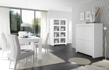 Volná sestava elementů CASTELLO bílý matný lak_highboard 4dv. + regál + jídelní stůl 137 cm_obr. 5 Volná sestava elementů CASTELLO bílý matný lak_highboard 4dv. + regál + jídelní stůl 137 cm_obr. 5