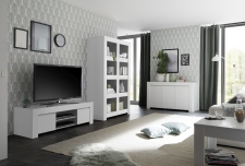 Volná sestava elementů CASTELLO bílý matný lak_tv-element + regál + sideboard 3-dv._obr. 7 Volná sestava elementů CASTELLO bílý matný lak_tv-element + regál + sideboard 3-dv._obr. 7