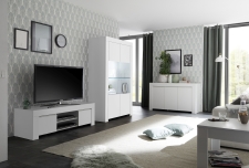 Volná sestava elementů CASTELLO bílý matný lak_tv-element + vitrína + sideboard 3-dv._obr. 8 Volná sestava elementů CASTELLO bílý matný lak_tv-element + vitrína + sideboard 3-dv._obr. 8