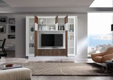 Obývací stěna MONDE monolith 701793K_provedení bílý matný lak / dub "cognac" dekor_otevřená_obr. 8 Obývací stěna MONDE monolith 701793K_provedení bílý matný lak / dub "cognac" dekor_otevřená_obr. 8