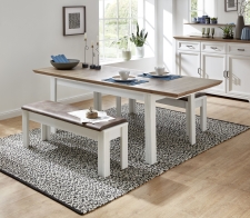 Nábytek do obývacího pokoje a jídelny JASPER_ jídelní stůl 20 G9 UH 01_ rozložený_ rozměry š/v/h_ 160-220/76/90 cm + 2x jídelní lavice 20 G9 UH 03_ š/v/h_ 126/48/41 cm_ foto s dekoracemi_ obr. 11 Nábytek do obývacího pokoje a jídelny JASPER_ jídelní stůl 20 G9 UH 01_ rozložený_ rozměry š/v/h_ 160-220/76/90 cm + 2x jídelní lavice 20 G9 UH 03_ š/v/h_ 126/48/41 cm_ foto s dekoracemi_ obr. 11