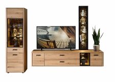 Nábytek do obývacího pokoje DENTON_ sestava 46 07 HH 80_ rozměry š/v/h_ 295/205/45 cm_ čelní pohled_ volitelné LED osvětlení_ foto s dekorací_ bez pozadí_ obr. 6 Nábytek do obývacího pokoje DENTON_ sestava 46 07 HH 80_ rozměry š/v/h_ 295/205/45 cm_ čelní pohled_ volitelné LED osvětlení_ foto s dekorací_ bez pozadí_ obr. 6
