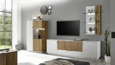 Nábytek do obývacího pokoje FELINO wg_ sestava 40 20 K2-1_ rozměry š/v/h_ 300/204/45 cm_ LED osvětlení jako volitelné příslušenství_ foto s dekorací_ obr. 2 Nábytek do obývacího pokoje FELINO wg_ sestava 40 20 K2-1_ rozměry š/v/h_ 300/204/45 cm_ LED osvětlení jako volitelné příslušenství_ foto s dekorací_ obr. 2