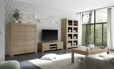 Volná sestava elementů CASTELLO dub cadiz_ highboard 4-dv. + TV-element + regál + konf. stůl_obr. 2 Volná sestava elementů CASTELLO dub cadiz_ highboard 4-dv. + TV-element + regál + konf. stůl_obr. 2