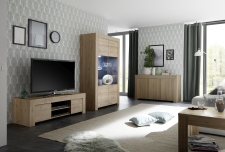 Volná sestava elementů CASTELLO dub cadiz_TV-element + vitrina + sideboard 3dv._obr. 3 Volná sestava elementů CASTELLO dub cadiz_TV-element + vitrina + sideboard 3dv._obr. 3