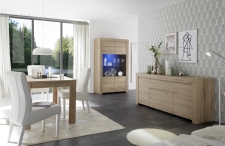 Volná sestava elementů CASTELLO dub cadiz_vitrina + sideboard 2dv. 3zsk. + jídelní stůl 137 cm_obr. 7 Volná sestava elementů CASTELLO dub cadiz_vitrina + sideboard 2dv. 3zsk. + jídelní stůl 137 cm_obr. 7