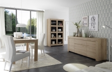 Volná sestava elementů CASTELLO dub cadiz_regál + sideboard 2dv. 3zsk. + jídelní stůl 137 cm_obr. 9 Volná sestava elementů CASTELLO dub cadiz_regál + sideboard 2dv. 3zsk. + jídelní stůl 137 cm_obr. 9