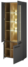 Vitrina LAMIA graphite 10 J4 GH 02 _ šikmý pohled_ otevřená_ obr. 16 Vitrina LAMIA graphite 10 J4 GH 02 _ šikmý pohled_ otevřená_ obr. 16