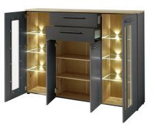 Highboard LAMIA graphite 10 J4 GH 22 _ šikmý pohled_ otevřený_ obr. 31 Highboard LAMIA graphite 10 J4 GH 22 _ šikmý pohled_ otevřený_ obr. 31