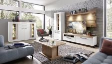 Obývací a jídelní nábytek LAMIA white _sestava 10 J4 WH 81 + highboard 22 + konf. stůl 20 J4 WH 02 _obr. 3 Obývací a jídelní nábytek LAMIA white _sestava 10 J4 WH 81 + highboard 22 + konf. stůl 20 J4 WH 02 _obr. 3