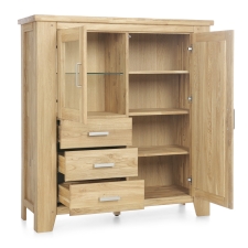 Masivní nábytek LOFT_highboard typ 42_šikmý pohled_otevřený Masivní nábytek LOFT_highboard typ 42_šikmý pohled_otevřený