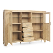 Masivní nábytek LOFT_highboard typ 38_šikmý pohled_otevřený Masivní nábytek LOFT_highboard typ 38_šikmý pohled_otevřený