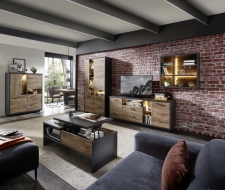 Obývací nábytek LEEDS _sestava 40 A0 GV 80 + highboard 22 + konferenční stůl CT 20 A0 GV 02_otevřený_ volitelné LED osvětlení_ obr. 5 Obývací nábytek LEEDS _sestava 40 A0 GV 80 + highboard 22 + konferenční stůl CT 20 A0 GV 02_otevřený_ volitelné LED osvětlení_ obr. 5