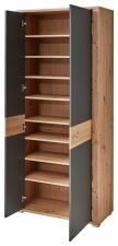 Předsíňový nábytek PASQUALE_ botník 30 H5 HG 04_ rozměry š/v/h_ 86/193/38 cm_ otevřený_ vnitřní uspořádání_ obr. 12 Předsíňový nábytek PASQUALE_ botník 30 H5 HG 04_ rozměry š/v/h_ 86/193/38 cm_ otevřený_ vnitřní uspořádání_ obr. 12