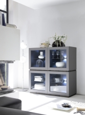 Highboard REX_(sokl)_anthrazit-wenge_4 proskl. dvířka Highboard REX_(sokl)_anthrazit-wenge_4 proskl. dvířka