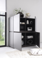 Highboard REX_(sokl)_anthrazit-wenge_4 dvířka_otevřený Highboard REX_(sokl)_anthrazit-wenge_4 dvířka_otevřený
