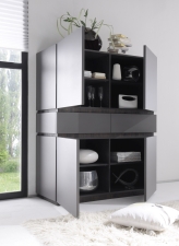 Highboard REX_(sokl)_anthrazit-wenge_4 dvířka_2 zásuvky_otevřený Highboard REX_(sokl)_anthrazit-wenge_4 dvířka_2 zásuvky_otevřený