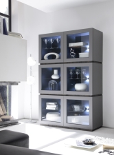 Highboard REX_(sokl)_anthrazit-wenge_6 proskl. dvířek Highboard REX_(sokl)_anthrazit-wenge_6 proskl. dvířek