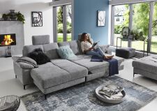 Sedac souprava TREVISO 1096_ sestava LALmaxi - 2,5AR_ rohov rozmry zleva 162 x 296 cm_  vka 85/87 cm_ vka s oprkou hlavy 105-112 cm dle typu_ v ltce FAMOUS frost-grey_ foto s modelem_ obr. 2